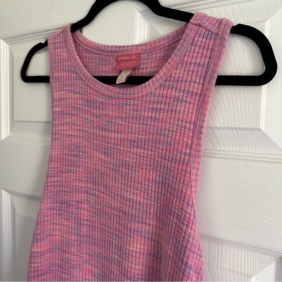 Size XL Paisley Sky Pink Heathered Maternity Side Ruched Dress - Picture 7 of 9